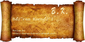Béres Kornél névjegykártya